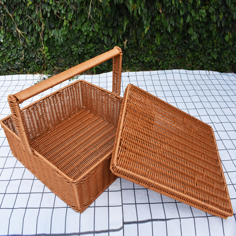 Handcrafted Woven Storage Basket with Lid Bowlift 1789539601
