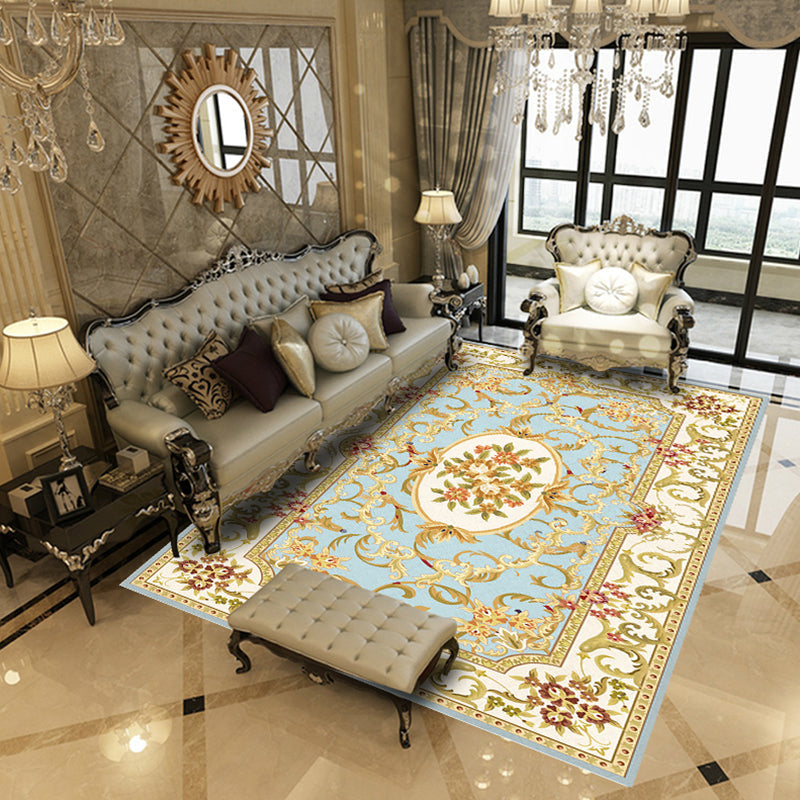 BowLift | Multicolored living room rug Chinoiserie flower rug polypropylene machine washable stain resistant non-slip back rug