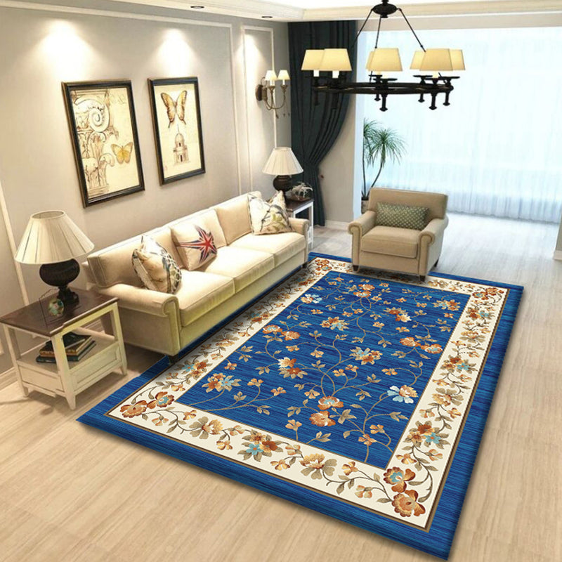 BowLift | Multicolored living room rug Chinoiserie flower rug polypropylene machine washable stain resistant non-slip back rug