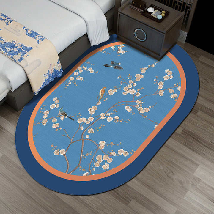BowLift | Multi-Color Chinoiserie Area Rug Synthetic Flower and Bird Print Rug Non-Slip Back Pet-Friendly Rug for Bedroom