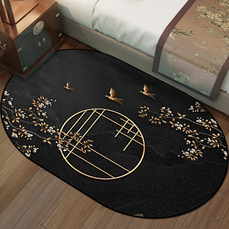 BowLift | Multi-Color Chinoiserie Area Rug Synthetic Flower and Bird Print Rug Non-Slip Back Pet-Friendly Rug for Bedroom