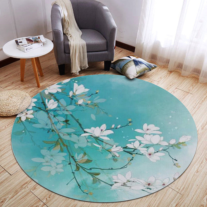 BowLift | Oriental Living Room Rug Multicolored Plant Painting Rug Polyester Washable Pet Friendly Non-Slip Rug
