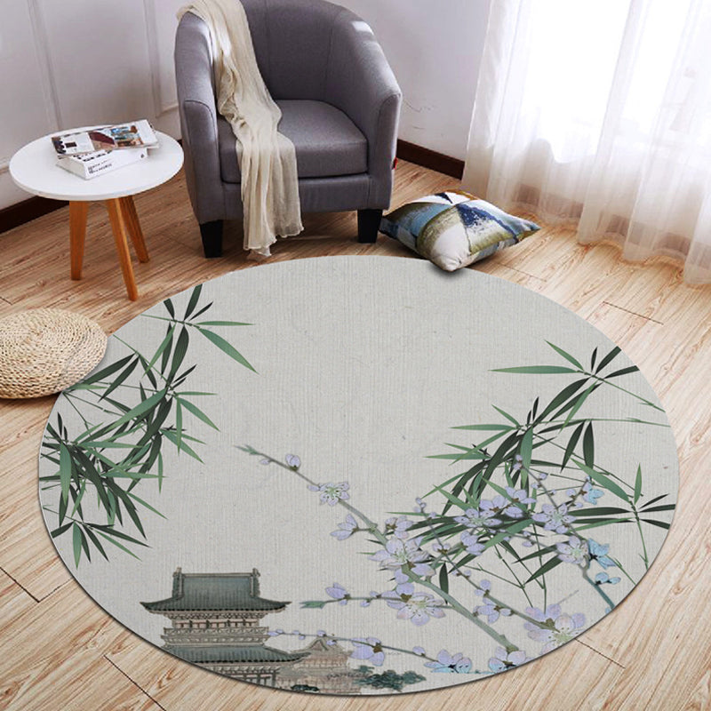 BowLift | Oriental Living Room Rug Multicolored Plant Painting Rug Polyester Washable Pet Friendly Non-Slip Rug
