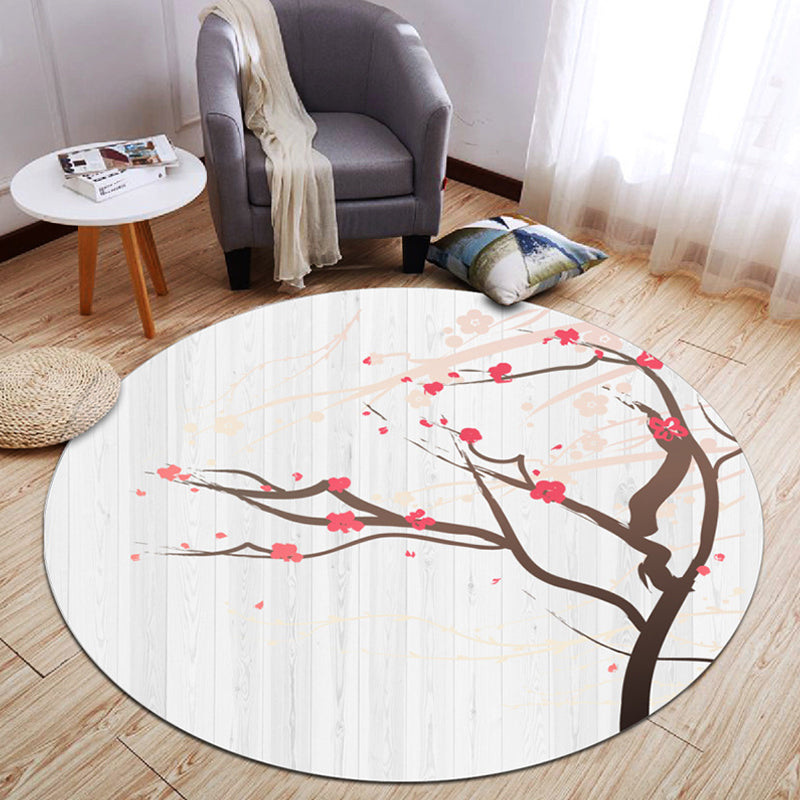 BowLift | Oriental Living Room Rug Multicolored Plant Painting Rug Polyester Washable Pet Friendly Non-Slip Rug