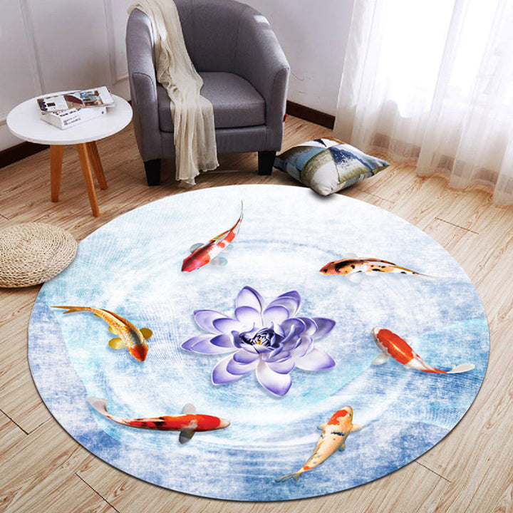 BowLift | Oriental Living Room Rug Multicolored Plant Painting Rug Polyester Washable Pet Friendly Non-Slip Rug