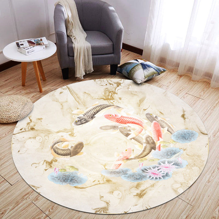 BowLift | Oriental Living Room Rug Multicolored Plant Painting Rug Polyester Washable Pet Friendly Non-Slip Rug