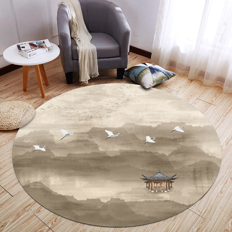 BowLift | Oriental Living Room Rug Multicolored Plant Painting Rug Polyester Washable Pet Friendly Non-Slip Rug