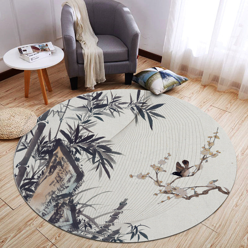 BowLift | Oriental Living Room Rug Multicolored Plant Painting Rug Polyester Washable Pet Friendly Non-Slip Rug