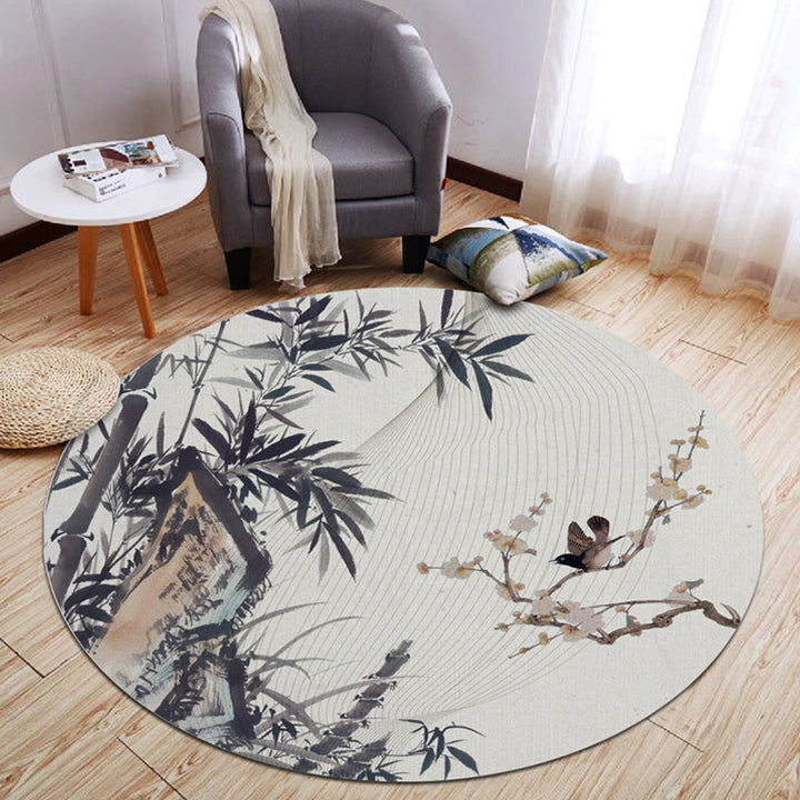BowLift | Oriental Living Room Rug Multicolored Plant Painting Rug Polyester Washable Pet Friendly Non-Slip Rug