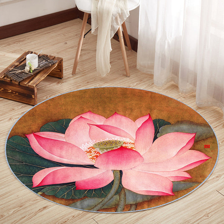 BowLift | Chinese Landscape Print Rug Multicolor Polypropylene Rug Anti-Skid Back Stain Resistant Pet Friendly Rug for the Living Room