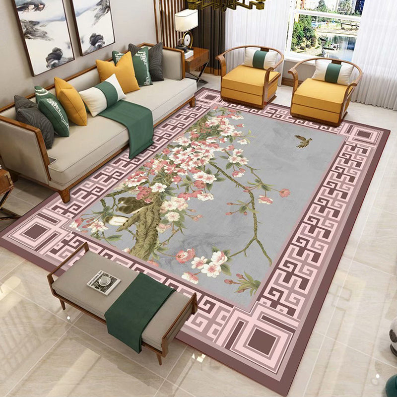 BowLift | Chinese 3D Print Rug Multicolor Polyester Rug Pet-Friendly Non-Slip Washable Rug for the Living Room