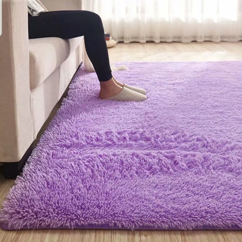 BowLift | Fluffy Plain Rug Multicolored Casual Carpet Synthetic Washable Pet Friendly Non-Slip Carpet for the Living Room