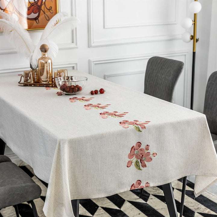 Elegant Floral Embroidered Table Cloth