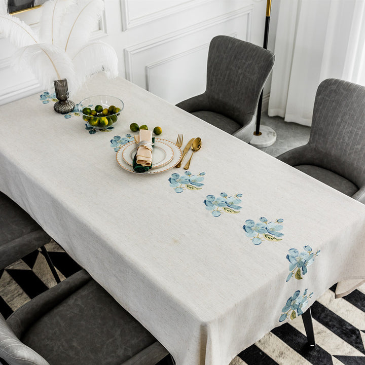 Elegant Floral Embroidered Table Cloth