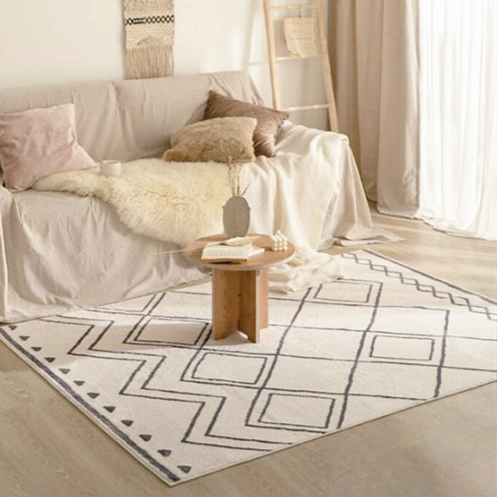 BowLift | Minimalistic diamond lines art rug multi-colored Southwestern rug synthetic washable non-slip pet-friendly rug for living room