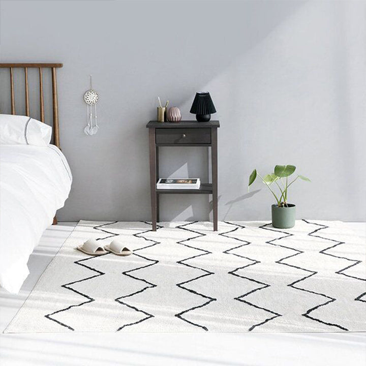BowLift | Minimalistic diamond lines art rug multi-colored Southwestern rug synthetic washable non-slip pet-friendly rug for living room