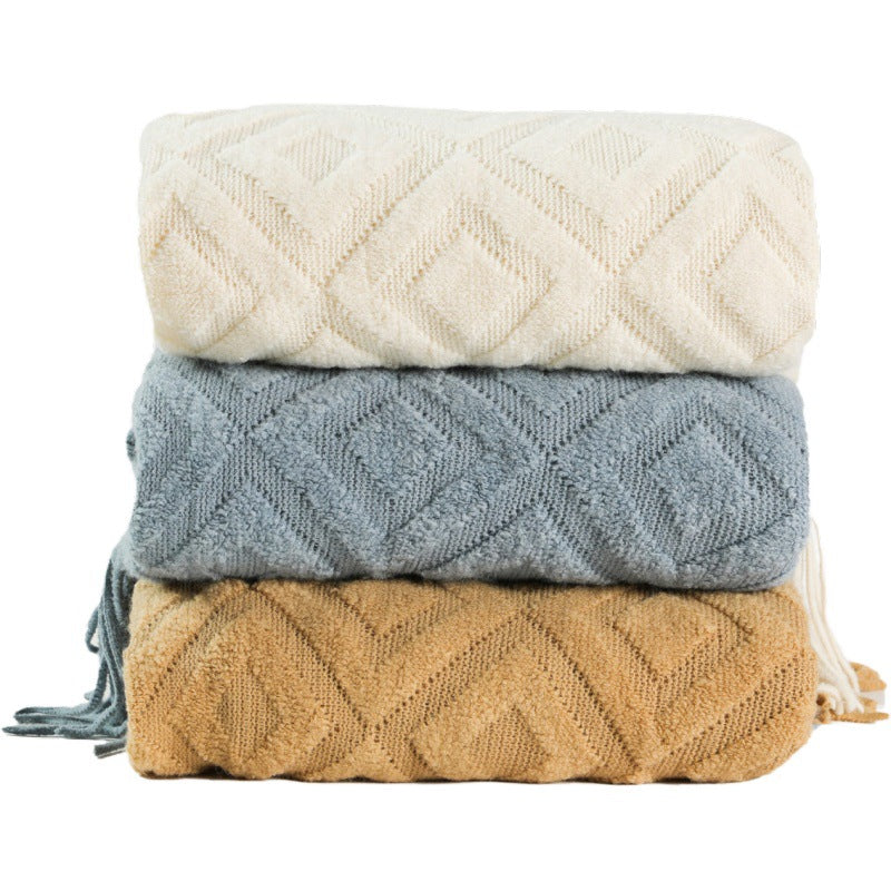 Women's Elegant Knit Blanket with Graphic Pattern Bowlift