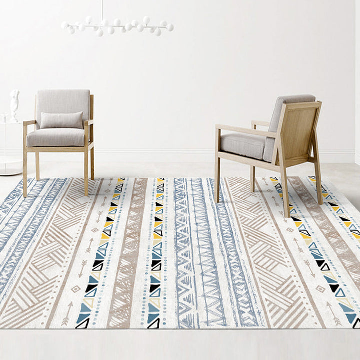 BowLift | Classic Multicolored Southwestern Carpet Polyester Geometry Rug Stain Resistant Non-Slip Pet-Friendly Rug for the Living Room