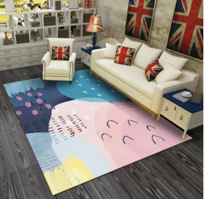 Marble-Patterned Area Rug Bowlift