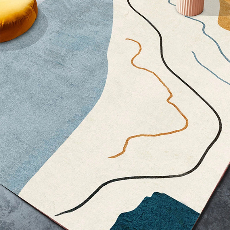 BowLift | Nordic Interior Rug Multicolor Color Block Abstract Print Rug Polyester Stain Resistant Non-Slip Back Machine Washable Rug