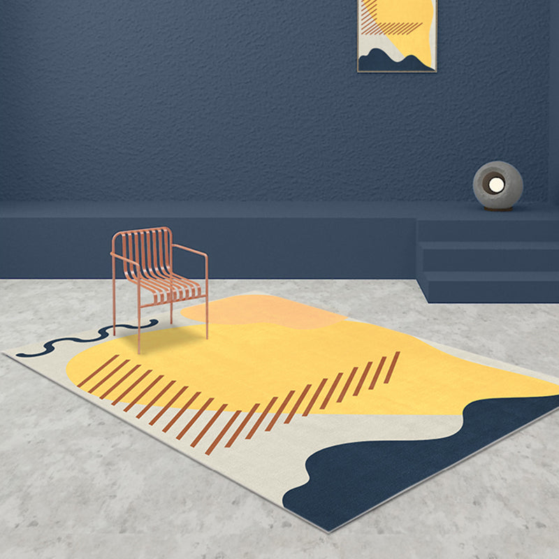 BowLift | Nordic Interior Rug Multicolor Color Block Abstract Print Rug Polyester Stain Resistant Non-Slip Back Machine Washable Rug