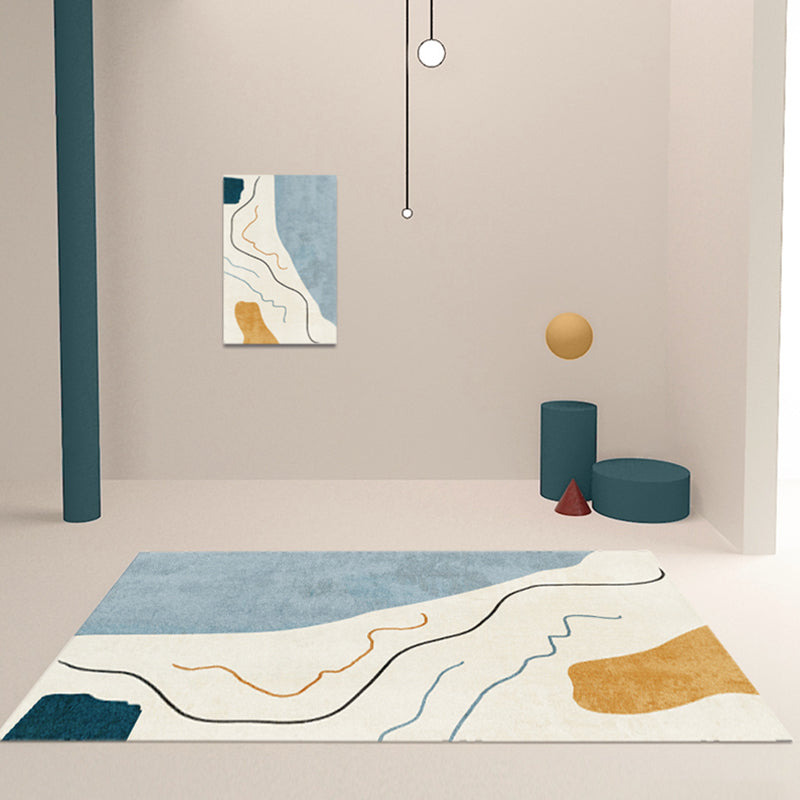 BowLift | Nordic Interior Rug Multicolor Color Block Abstract Print Rug Polyester Stain Resistant Non-Slip Back Machine Washable Rug