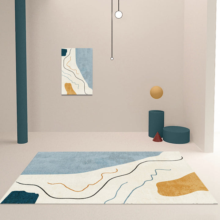 BowLift | Nordic Interior Rug Multicolor Color Block Abstract Print Rug Polyester Stain Resistant Non-Slip Back Machine Washable Rug
