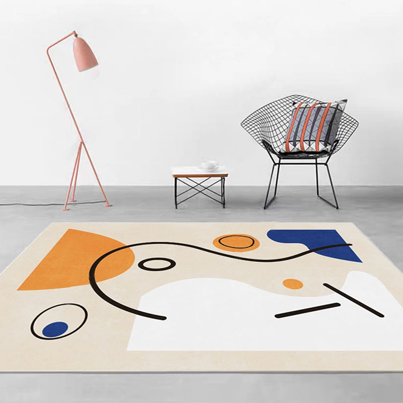 BowLift | Nordic Interior Rug Multicolor Color Block Abstract Print Rug Polyester Stain Resistant Non-Slip Back Machine Washable Rug
