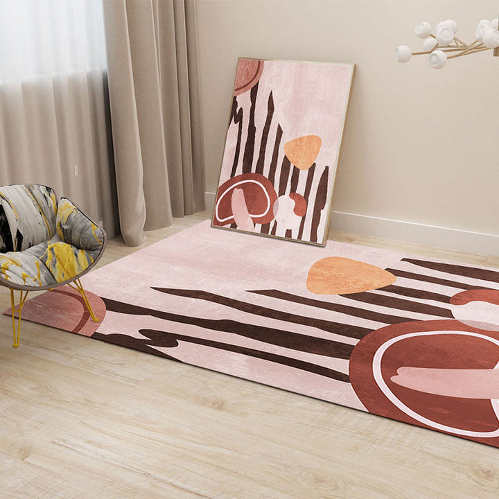 BowLift | Creative Geometric Color-Block Carpet Multi Color Nordic Carpet Synthetic Non-Slip Stain-Resistant Machine Washable Carpet for Home