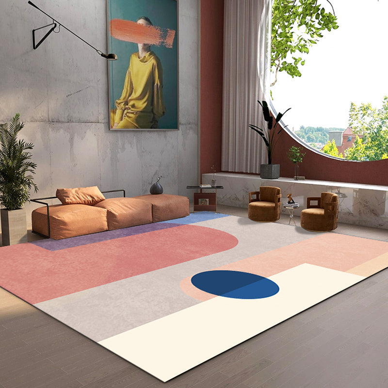 BowLift | Multicolor Abstract Art Printed Rug Polypropylene Minimalist Area Rug Machine Washable Non-Slip Back Stain Resistant Rug for Large Space