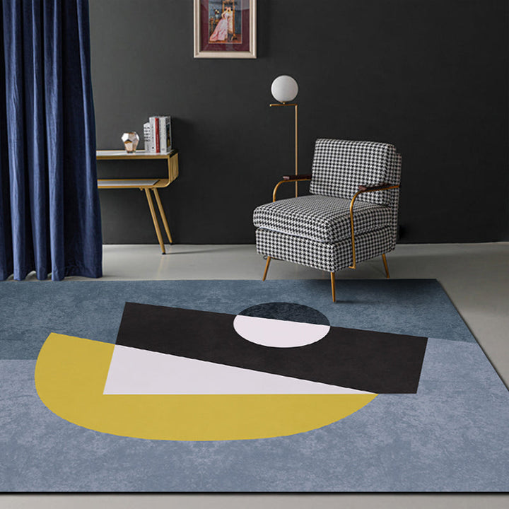 BowLift | Multicolor Abstract Art Printed Rug Polypropylene Minimalist Area Rug Machine Washable Non-Slip Back Stain Resistant Rug for Large Space