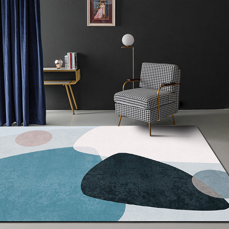 BowLift | Multicolor Abstract Art Printed Rug Polypropylene Minimalist Area Rug Machine Washable Non-Slip Back Stain Resistant Rug for Large Space
