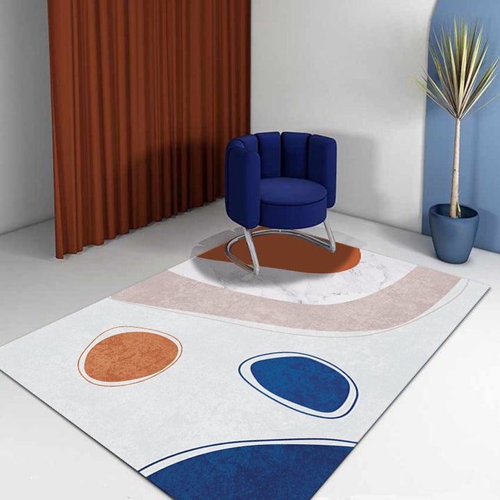 BowLift | Multicolor Abstract Art Printed Rug Polypropylene Minimalist Area Rug Machine Washable Non-Slip Back Stain Resistant Rug for Large Space