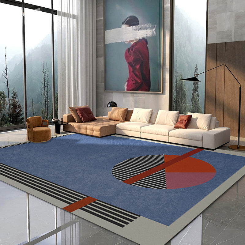 BowLift | Multicolor Abstract Art Printed Rug Polypropylene Minimalist Area Rug Machine Washable Non-Slip Back Stain Resistant Rug for Large Space