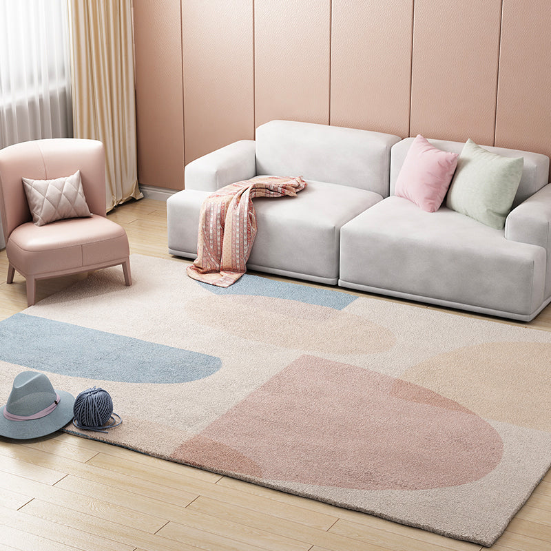 BowLift | Multi Color Scandinavian Style Rug Polyester Abstract Water-Color Block Print Rug Stain Resistant Machine Washable Anti-Slip Backing Rug for Home