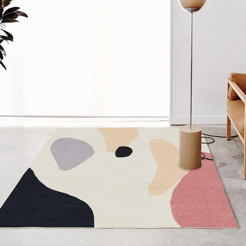 BowLift | Multi Color Scandinavian Style Rug Polyester Abstract Water-Color Block Print Rug Stain Resistant Machine Washable Anti-Slip Backing Rug for Home