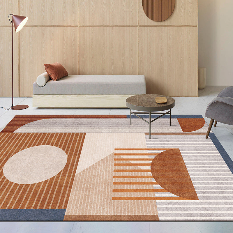 BowLift | Modern Geometric Color Block Rug Multicolored Synthetic Area Rug Pet-Friendly Washable Non-Slip Back Rug for Living Room