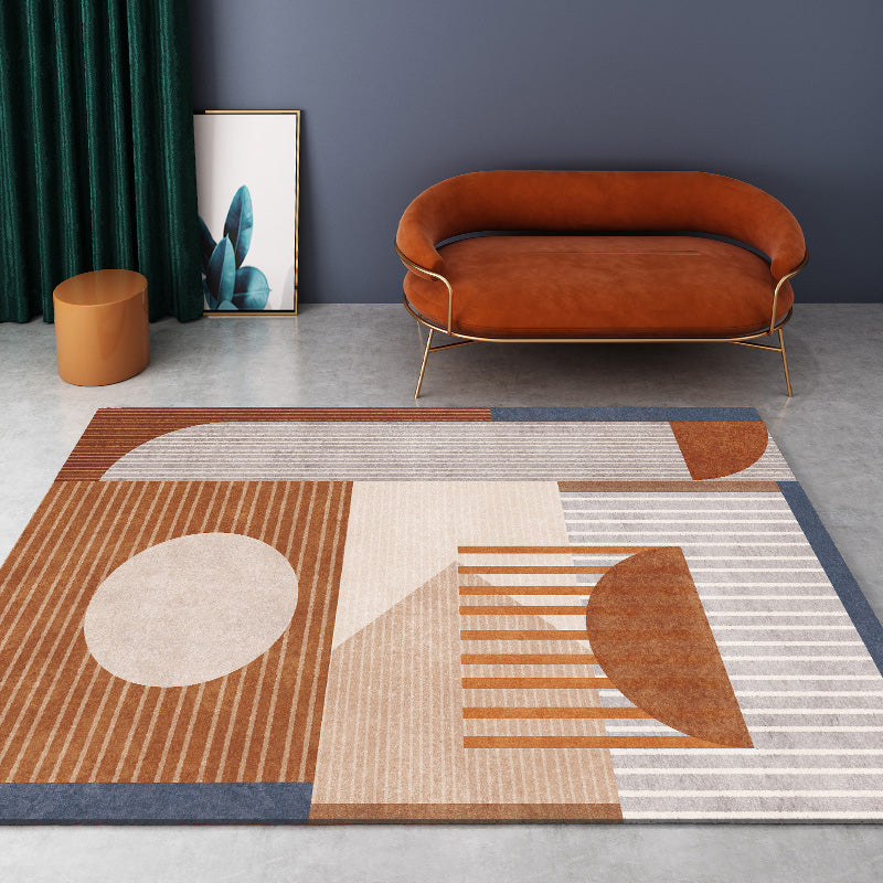 BowLift | Modern Geometric Color Block Rug Multicolored Synthetic Area Rug Pet-Friendly Washable Non-Slip Back Rug for Living Room
