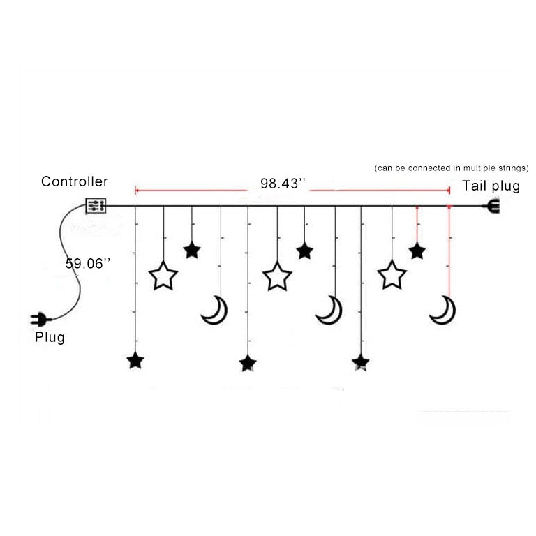 BowLift | Star Moon LED Festival Decoration Atmosphere Decoration Plastic String Lights