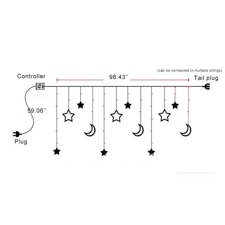 BowLift | Star Moon LED Festival Decoration Atmosphere Decoration Plastic String Lights