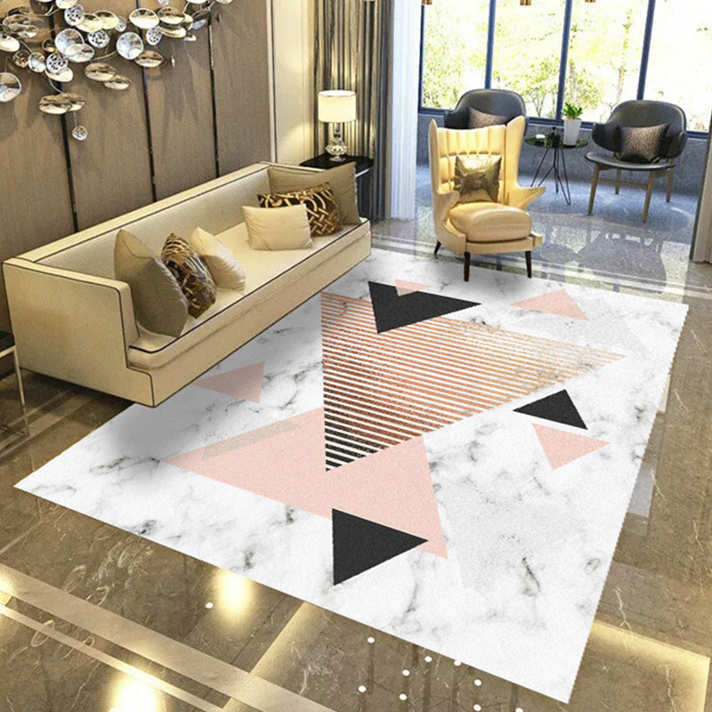 Modern geometric abstract patterned rug Multicolor synthetic rug non-slip pet-friendly machine washable rug for the living room | Bowlift