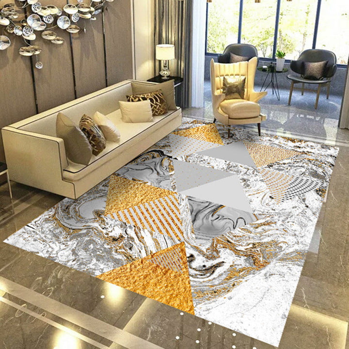 Modern geometric abstract patterned rug Multicolor synthetic rug non-slip pet-friendly machine washable rug for the living room | Bowlift