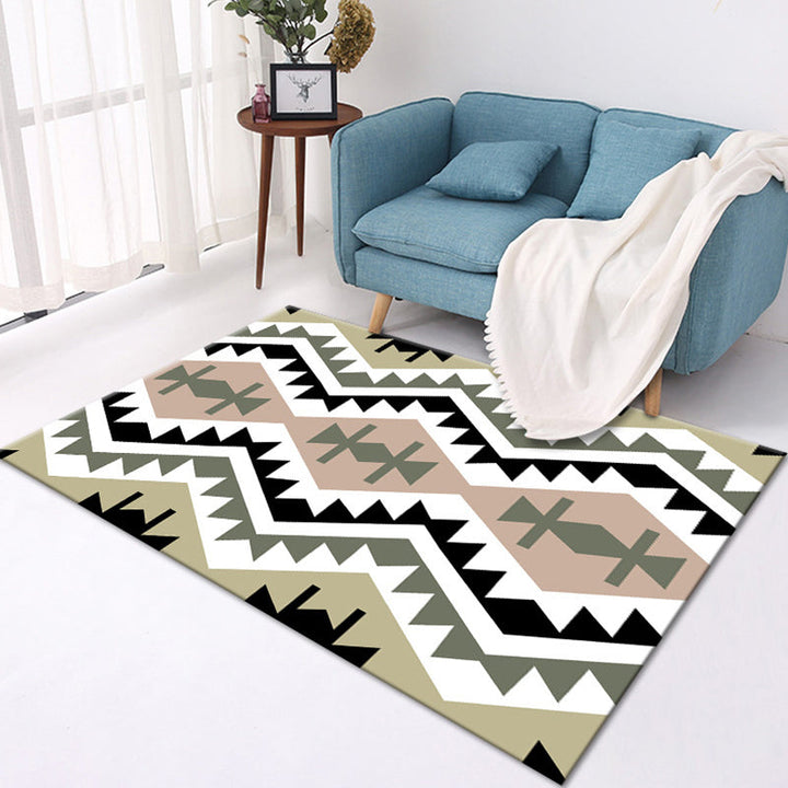 Multicolored modern rug made of polyester geometric pattern washable stain-resistant non-slip rug for the living room | Bowlift