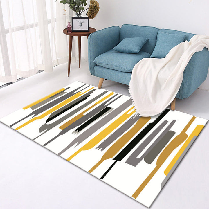Multicolored modern rug made of polyester geometric pattern washable stain-resistant non-slip rug for the living room | Bowlift