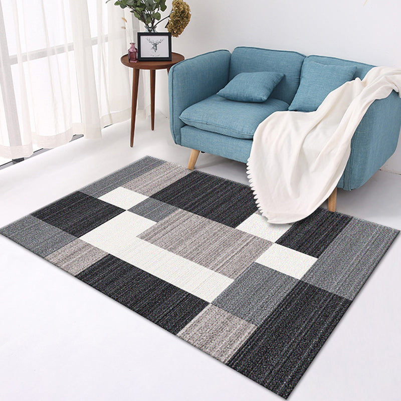 Multicolored modern rug made of polyester geometric pattern washable stain-resistant non-slip rug for the living room | Bowlift