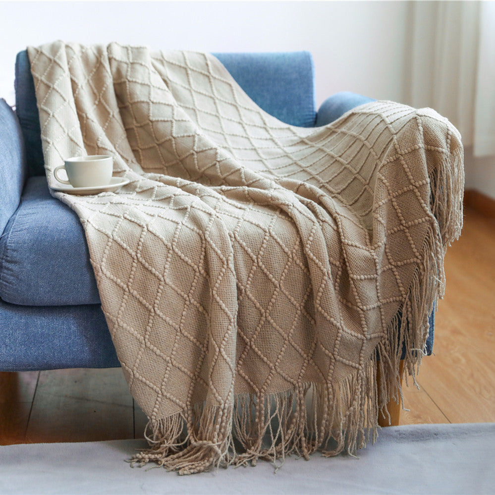 Women’s knitted blanket with textured wave pattern Bowlift