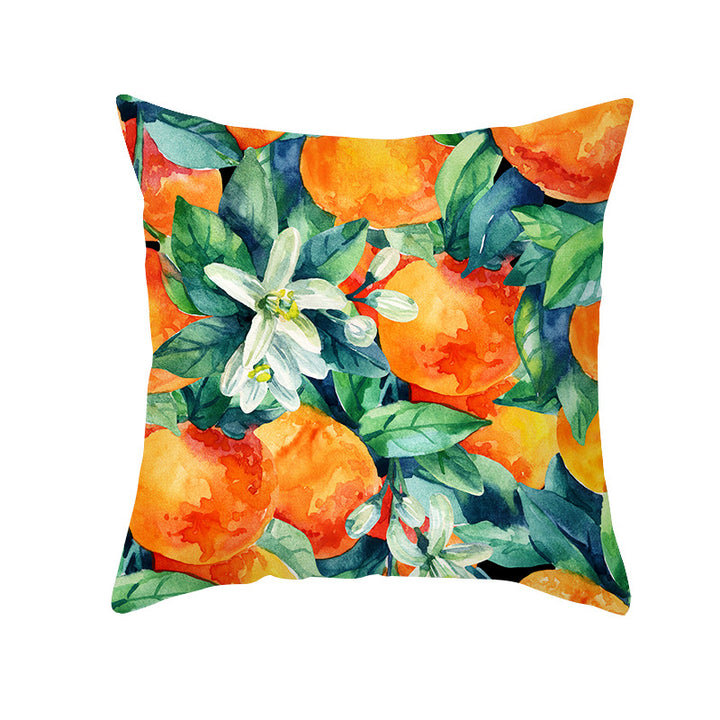 Mediterranean Lemon Tile Cotton-Linen Throw Pillow Cover