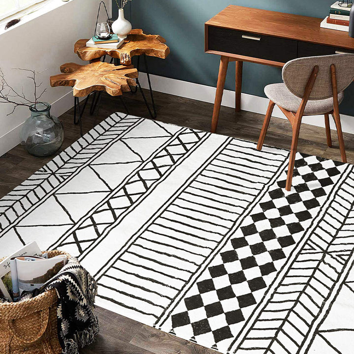 Modern Geometric Pattern Area Rug Bowlift