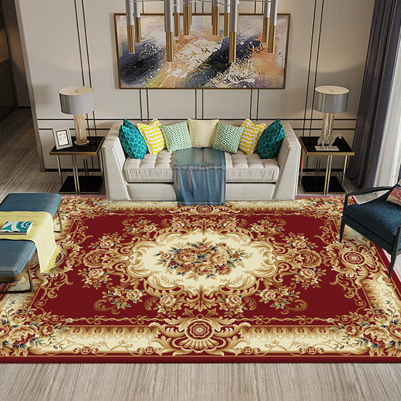 BowLift | Multi-Colored Flower Print Rug Synthetic Antique Indoor Rug Non-Slip Backing Easy Maintenance Area Rug for the Living Room