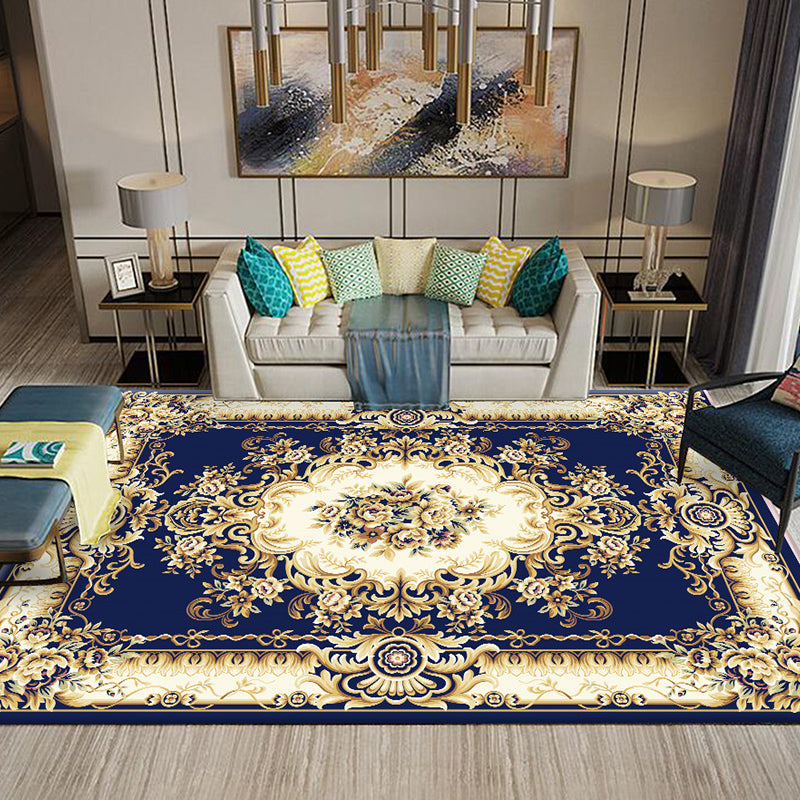 BowLift | Multi-Colored Flower Print Rug Synthetic Antique Indoor Rug Non-Slip Backing Easy Maintenance Area Rug for the Living Room